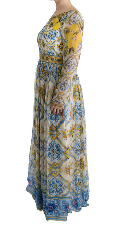Multicolor Silk Portofino Shift Gown Maxi Dress