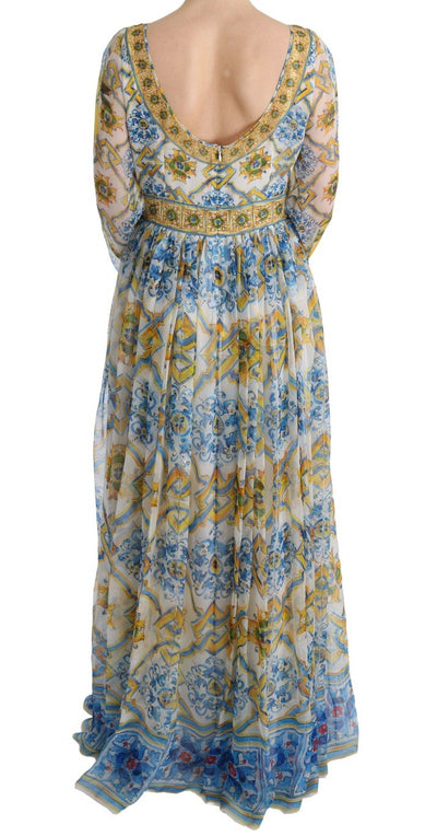 Multicolor Silk Portofino Shift Gown Maxi Dress