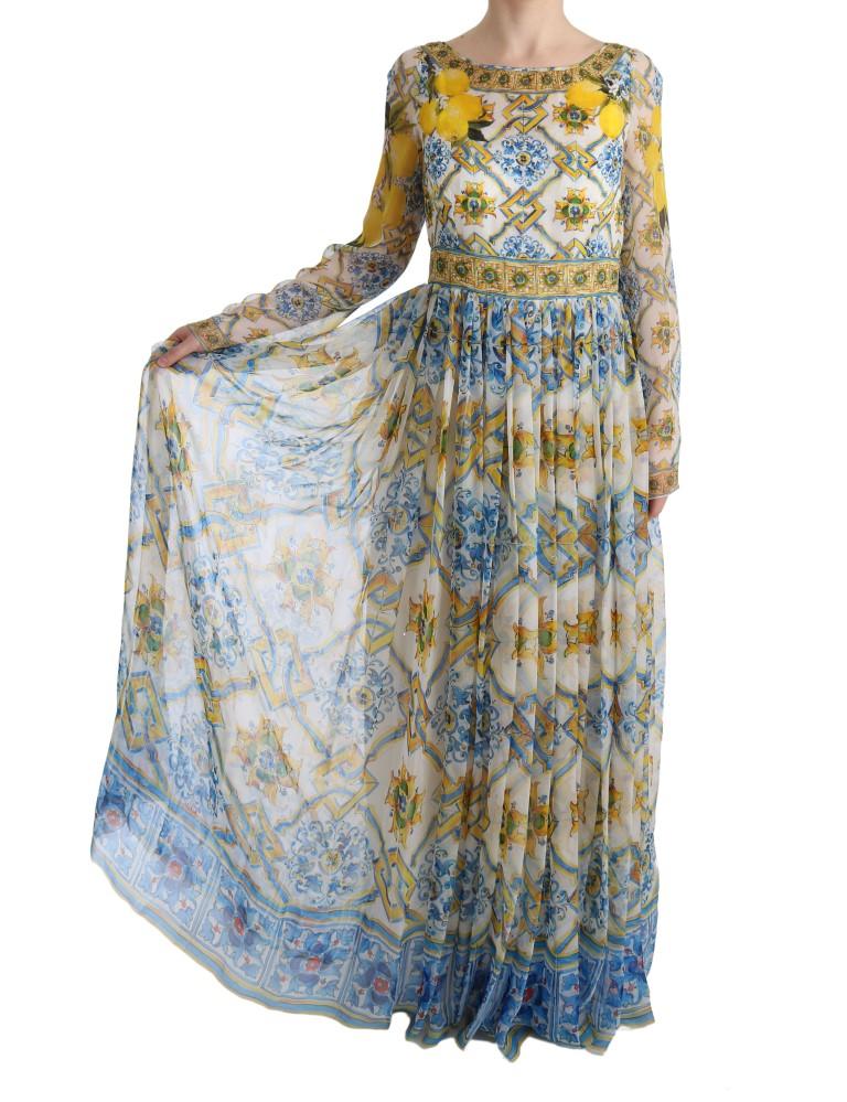 Multicolor Silk Portofino Shift Gown Maxi Dress