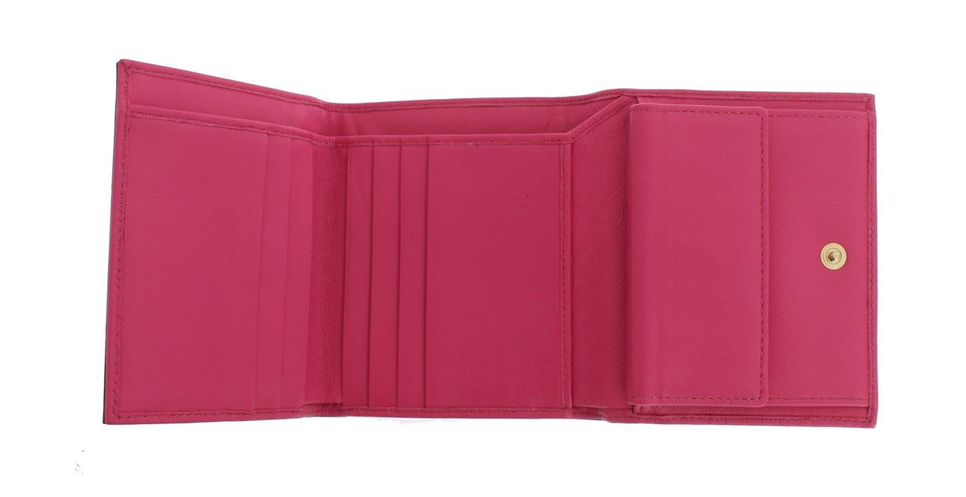 Pink Leather Trifold Wallet