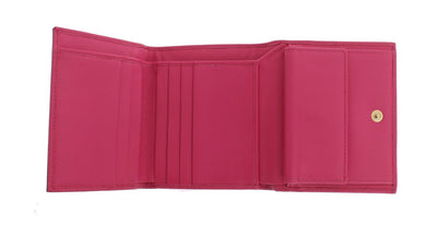 Pink Leather Trifold Wallet