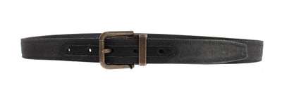 Gray Fabric Gold Buckle Logo Waist Belt