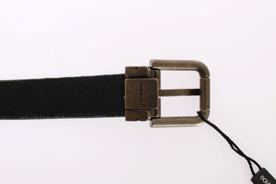 Gray Fabric Gold Buckle Logo Waist Belt