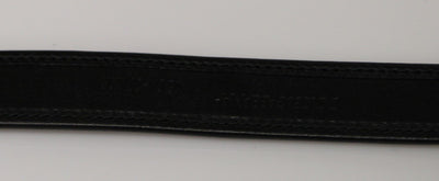 Black Leather Fur Logo Belt