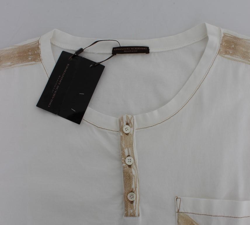White Cotton Henley Beachwear T-shirt