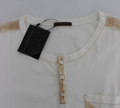 White Cotton Henley Beachwear T-shirt