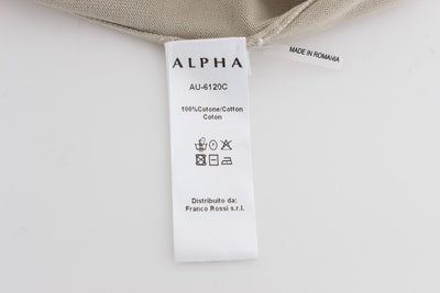 Beige Cotton Crew-neck Pullover Sweater