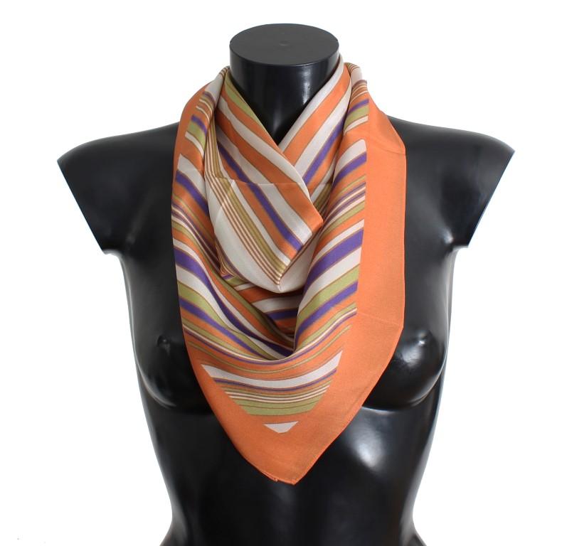 Multicolor Striped Pattern Silk Scarf