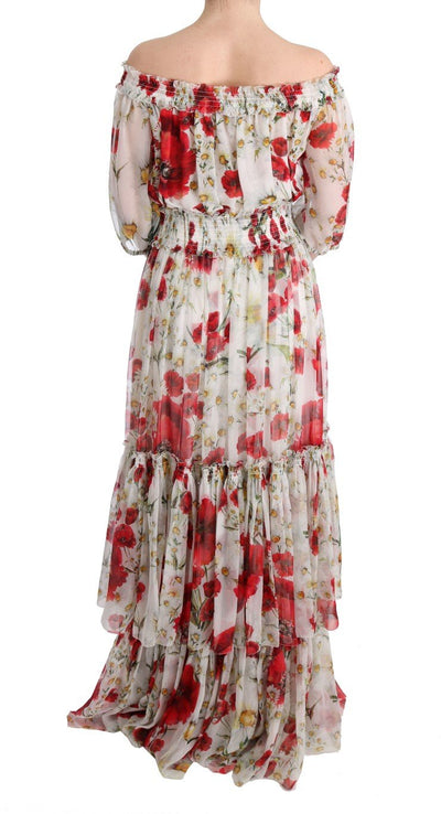 Multicolor Silk Floral Shift Long Maxi Dress