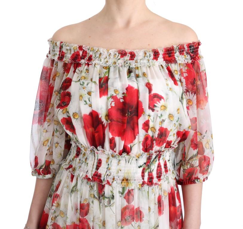 Multicolor Silk Floral Shift Long Maxi Dress