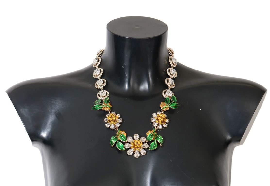 Gold Brass Floral Sunflower Sicily Necklace