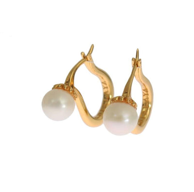 Pearl Latch Back Gold 925 Silver Earrings