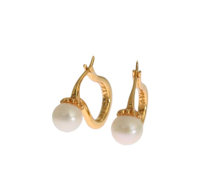 Pearl Latch Back Gold 925 Silver Earrings