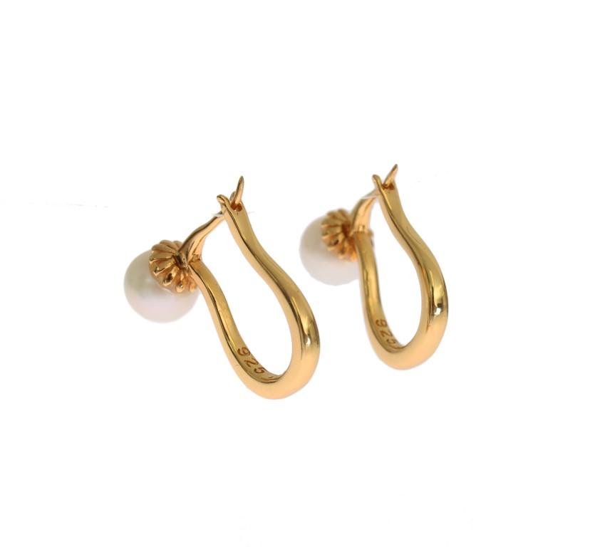 Pearl Latch Back Gold 925 Silver Earrings