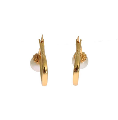 Pearl Latch Back Gold 925 Silver Earrings