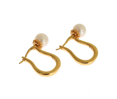 Pearl Latch Back Gold 925 Silver Earrings