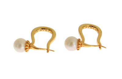 Pearl Latch Back Gold 925 Silver Earrings