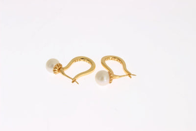 Pearl Latch Back Gold 925 Silver Earrings