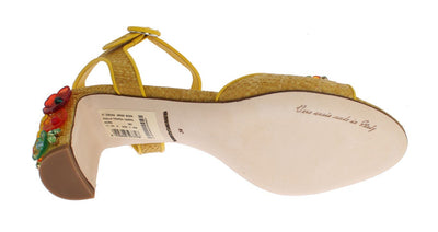 Yellow Paglia Floral Crystal Sandal Shoes