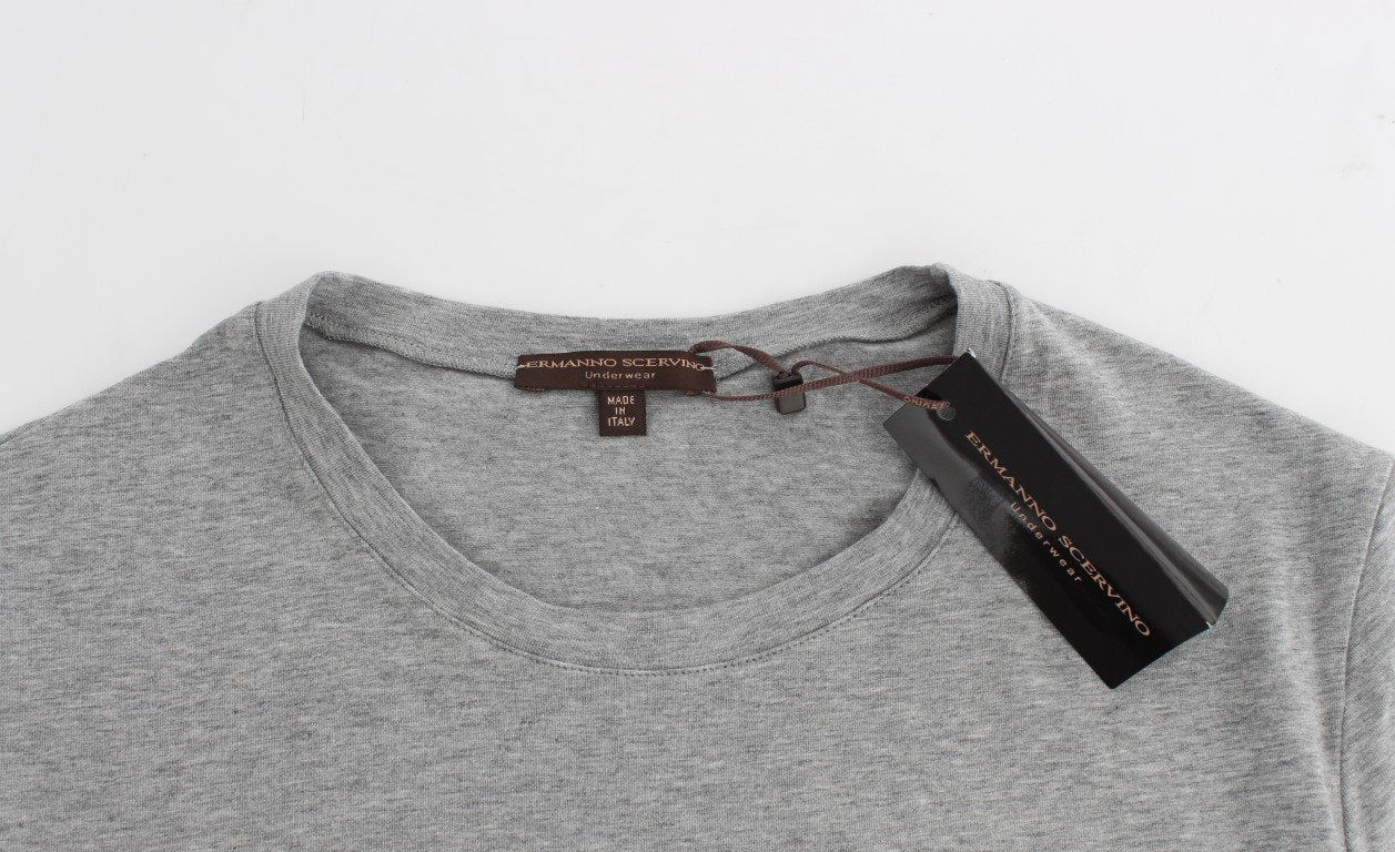 Gray Cotton Stretch Crew-neck Underwear T-shirt