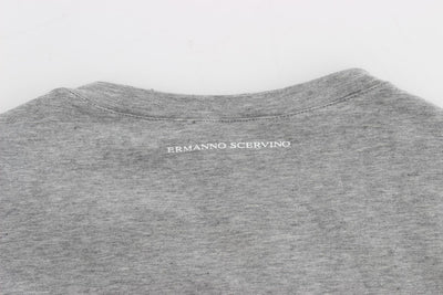 Gray Cotton Stretch Crew-neck Underwear T-shirt