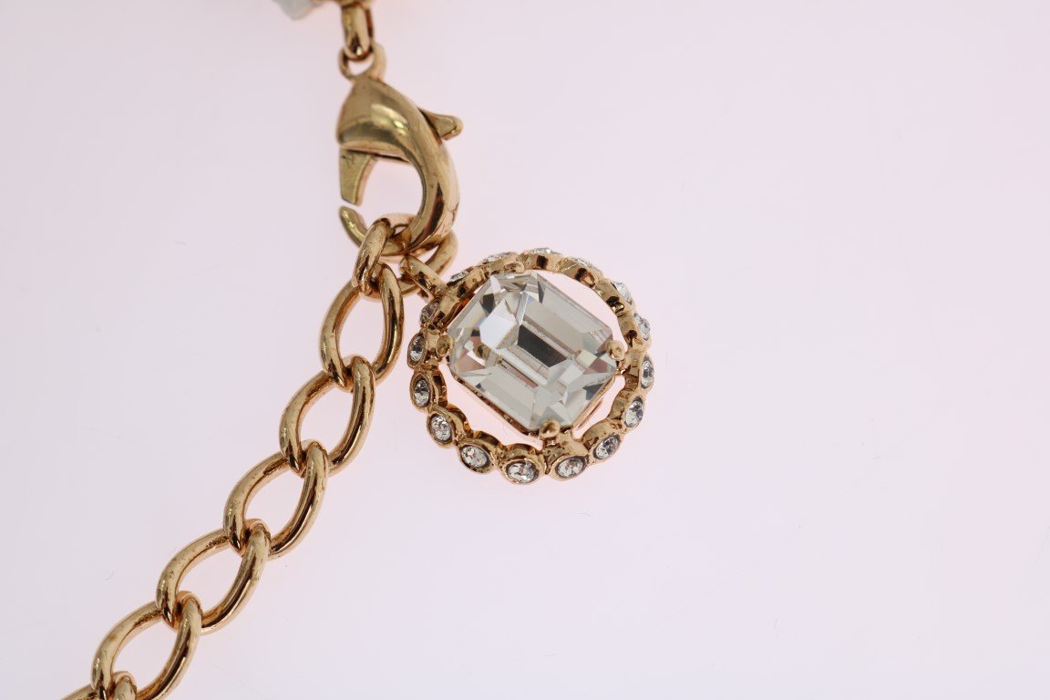 Gold Brass Sunflower Floral Crystal Necklace