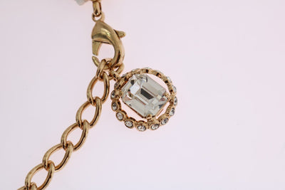 Gold Brass Sunflower Floral Crystal Necklace