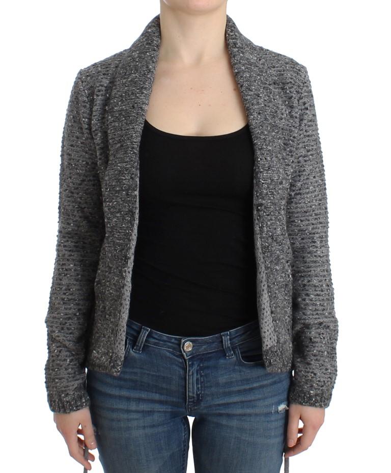 Gray wool knitted cardigan