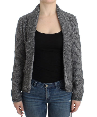 Gray wool knitted cardigan
