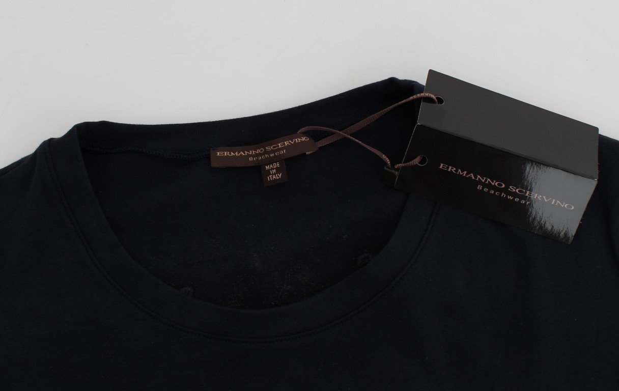 Blue Cotton Stretch Crewneck Underwear T-shirt