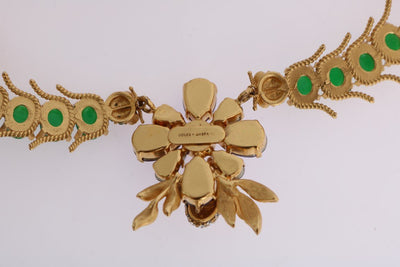 Gold Brass Crystal Floral Insect Fly Necklace