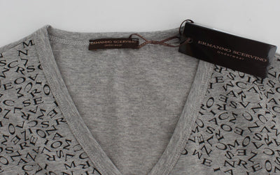 Gray Cotton Stretch V-neck Underwear T-shirt