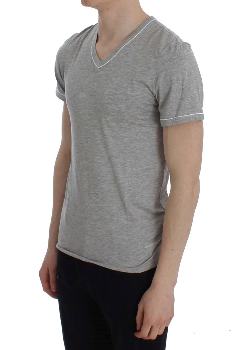 Gray Modal Stretch V-neck Underwear T-shirt