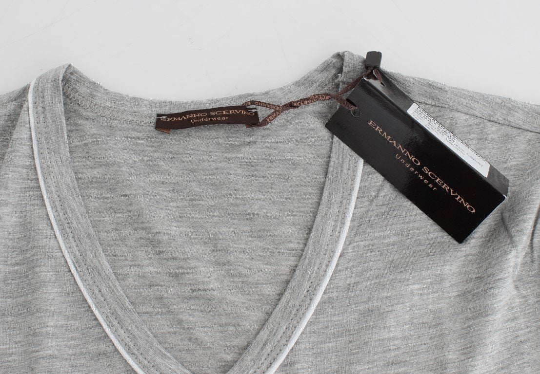 Gray Modal Stretch V-neck Underwear T-shirt