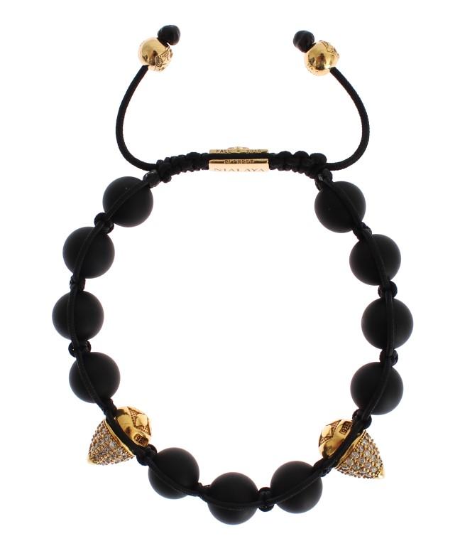Matte Onyx CZ Gold 925 Silver Bracelet