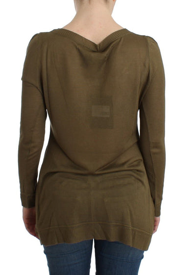 Green fine knitted jumper