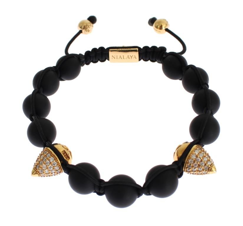 Matte Onyx CZ Gold 925 Silver Bracelet