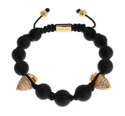 Matte Onyx CZ Gold 925 Silver Bracelet
