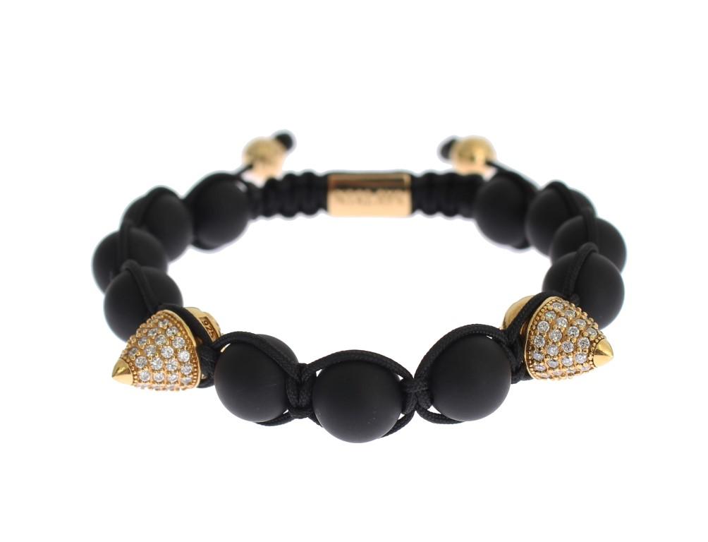Matte Onyx CZ Gold 925 Silver Bracelet