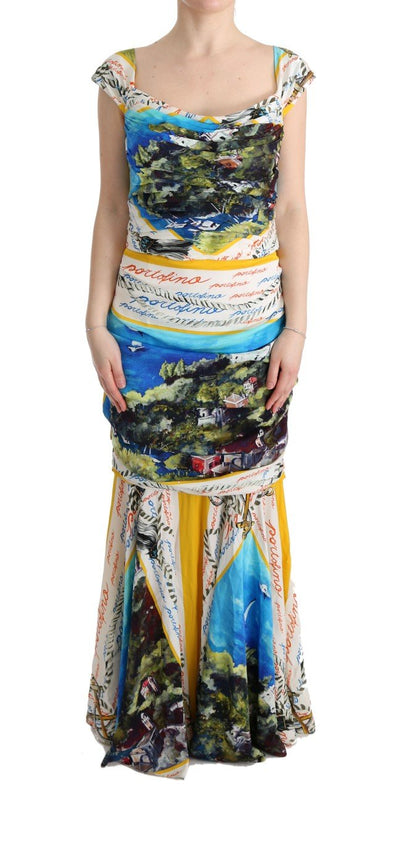 Multicolor Silk Stretch Portofino Sheath Dress