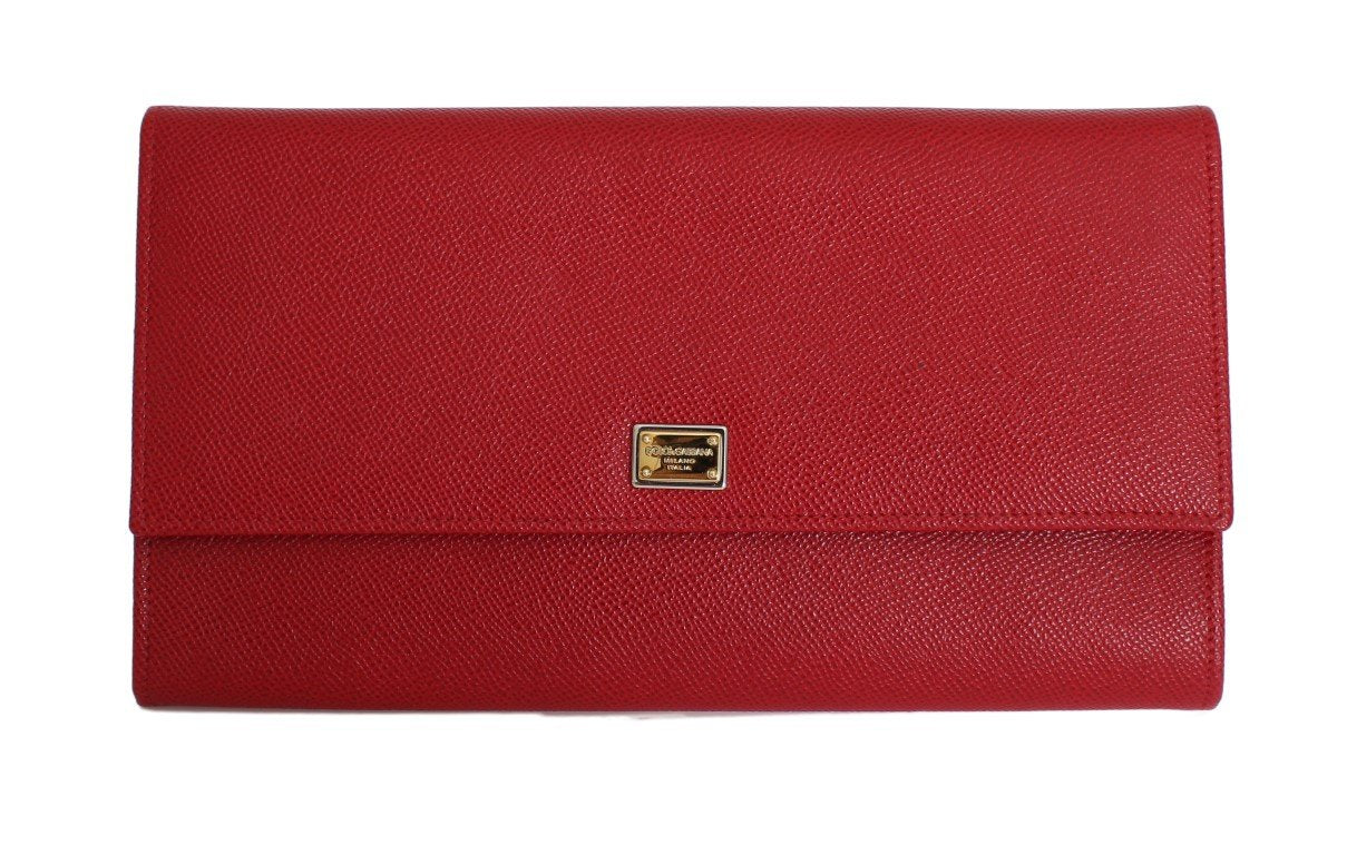 Red Leather Dauphine Continental Wallet