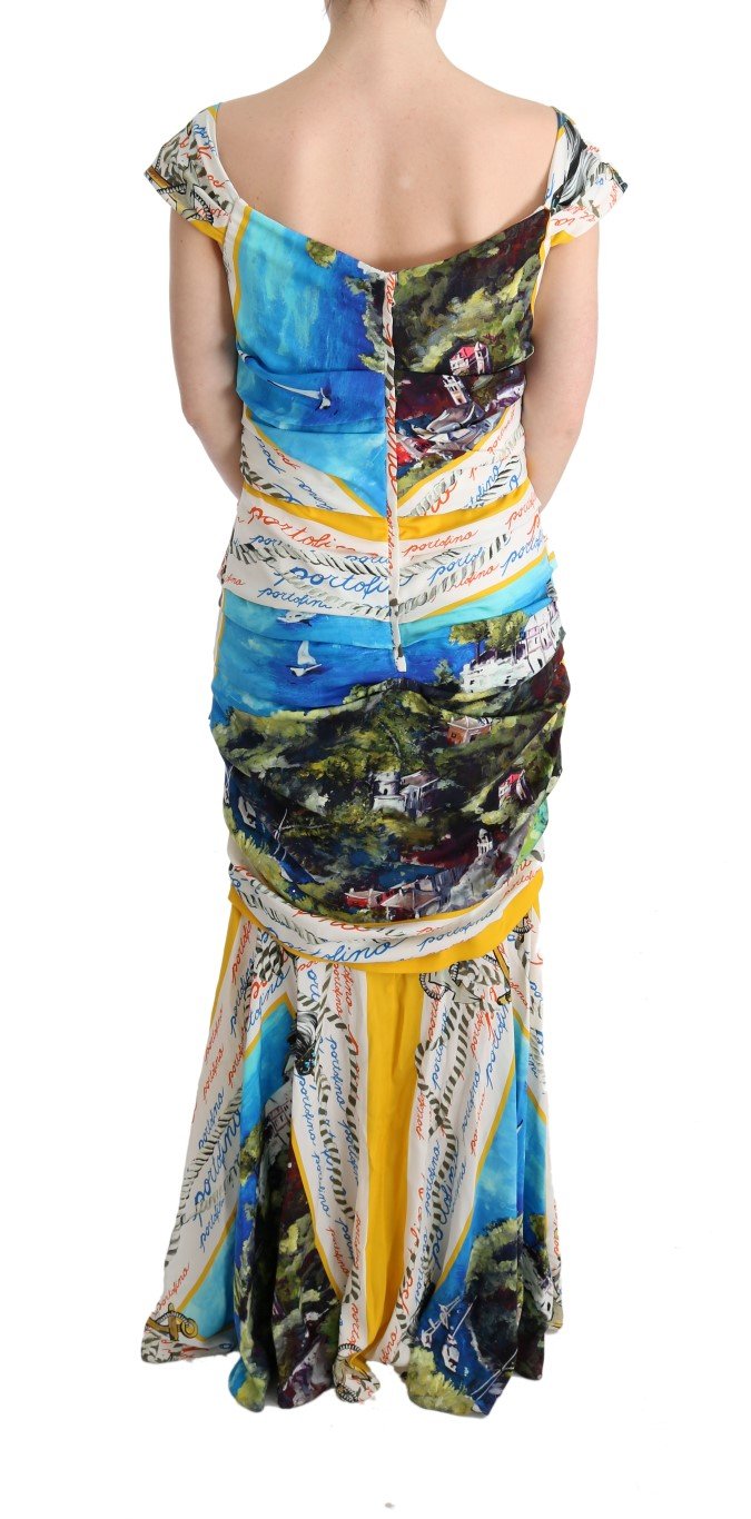 Multicolor Silk Stretch Portofino Sheath Dress