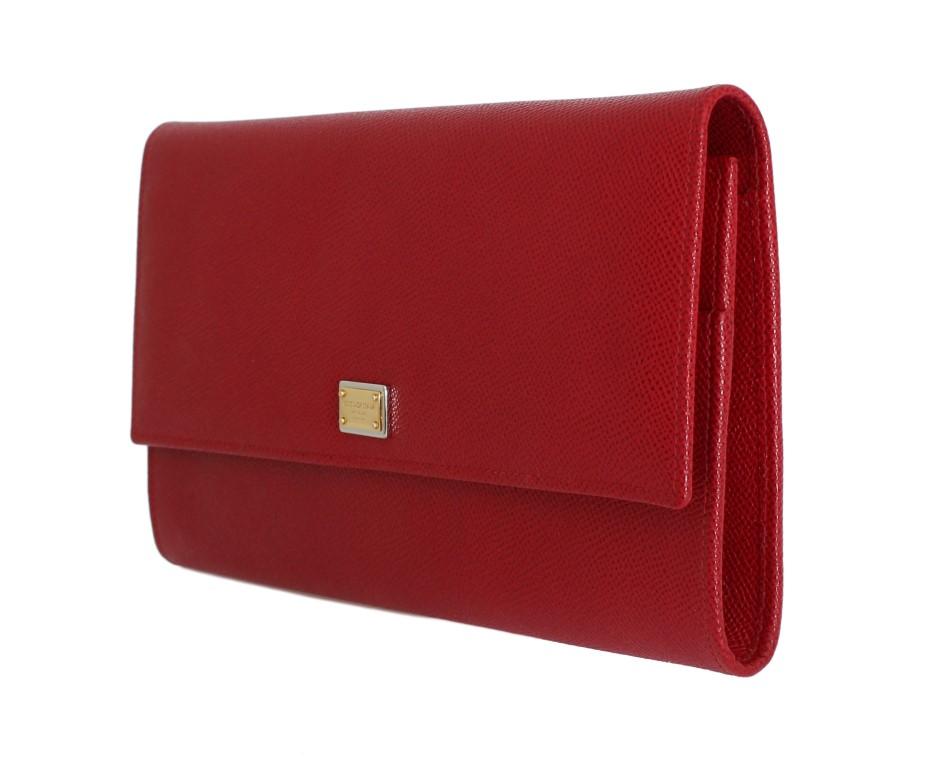 Red Leather Dauphine Continental Wallet