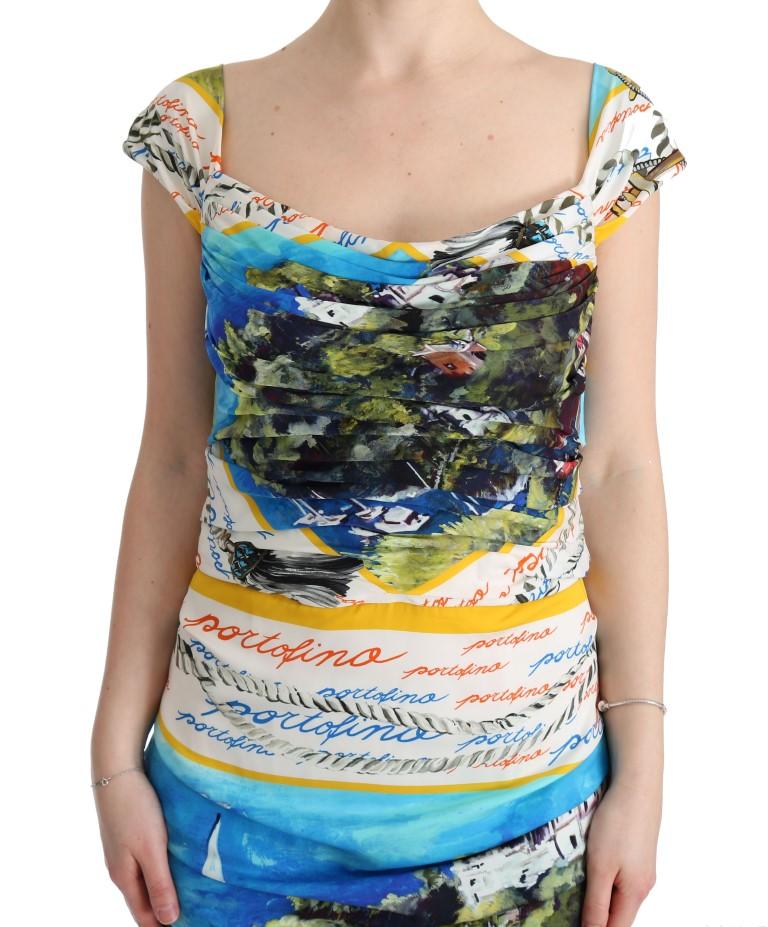 Multicolor Silk Stretch Portofino Sheath Dress