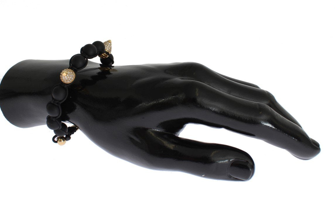Matte Onyx CZ Gold 925 Silver Bracelet