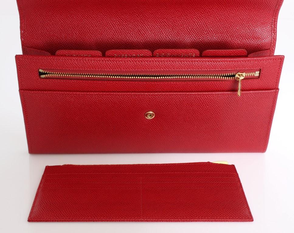 Red Leather Dauphine Continental Wallet