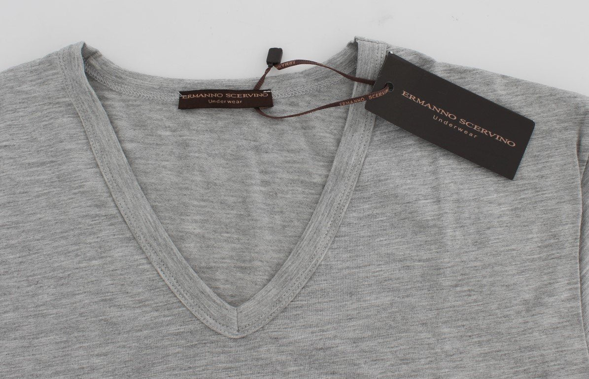 Gray Modal Stretch V-neck Underwear T-shirt