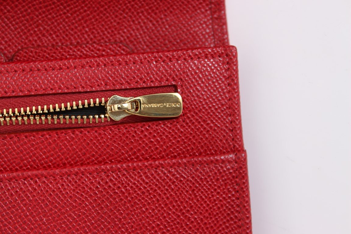 Red Leather Dauphine Continental Wallet