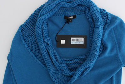 Blue knitted scoopneck sweater