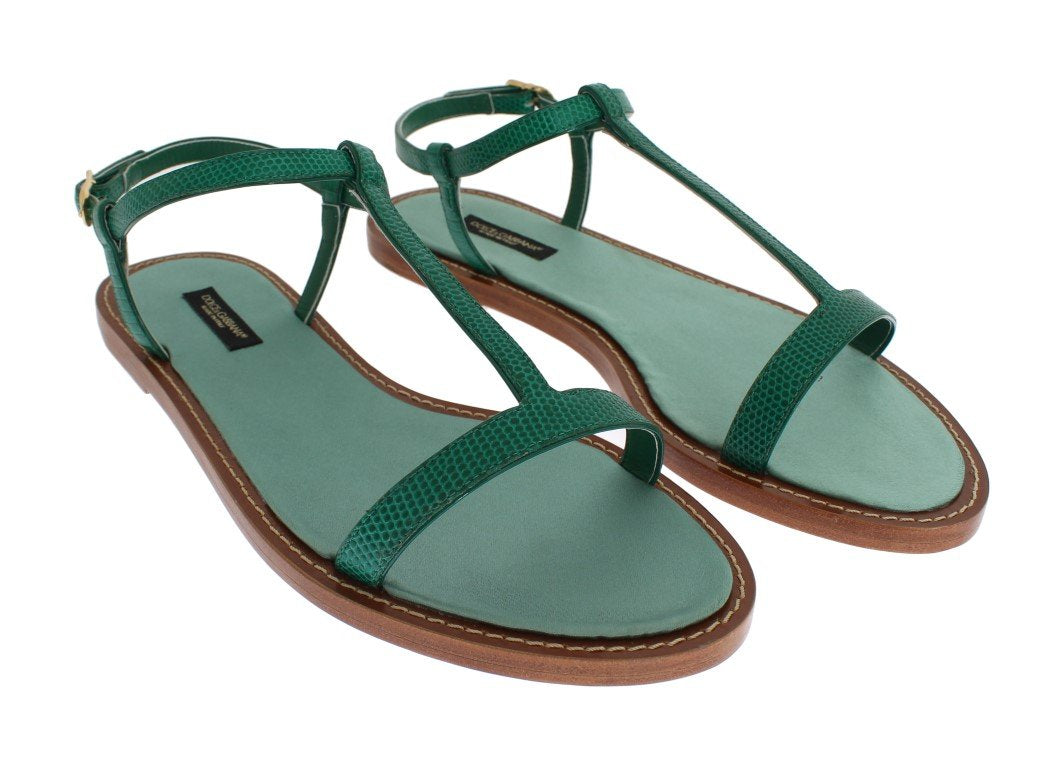 Green Lizard Skin Leather Sandal Shoes